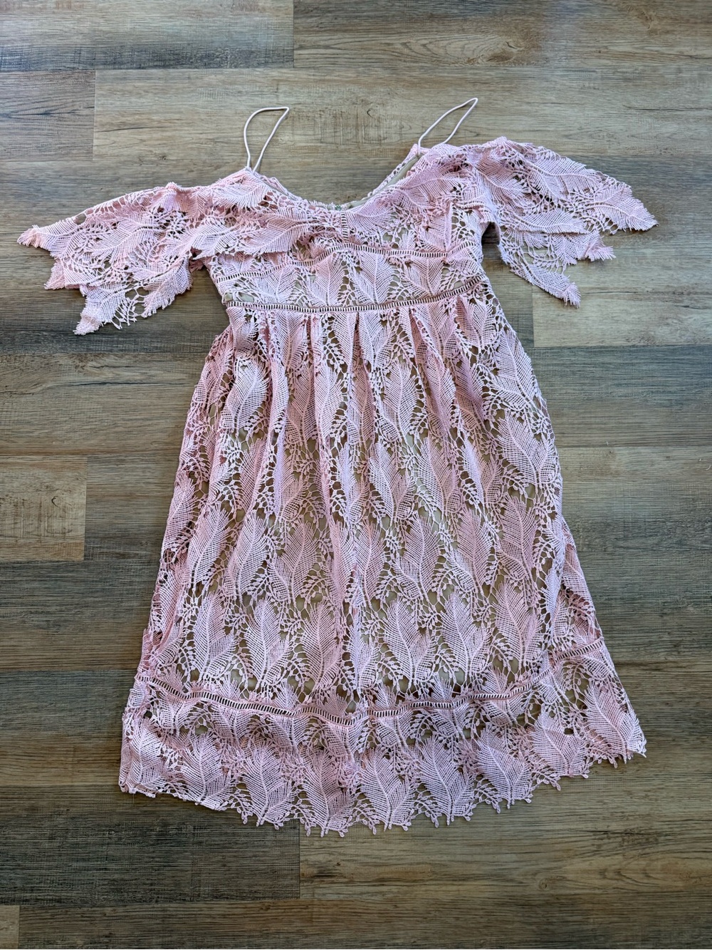 Motherhood Maternity Pink Lace Off-Shoulder Midi Maternity Dress M